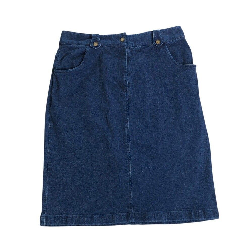 Vintage Westbound Skirt Womens 14 Denim Knee Length Modest Western Pockets Y2K